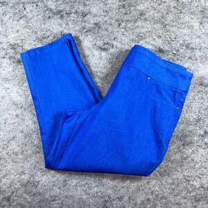 Ruby Rd Pull On Pants Women's 16P Blue Cabana Club Tapered Leg Causal Career